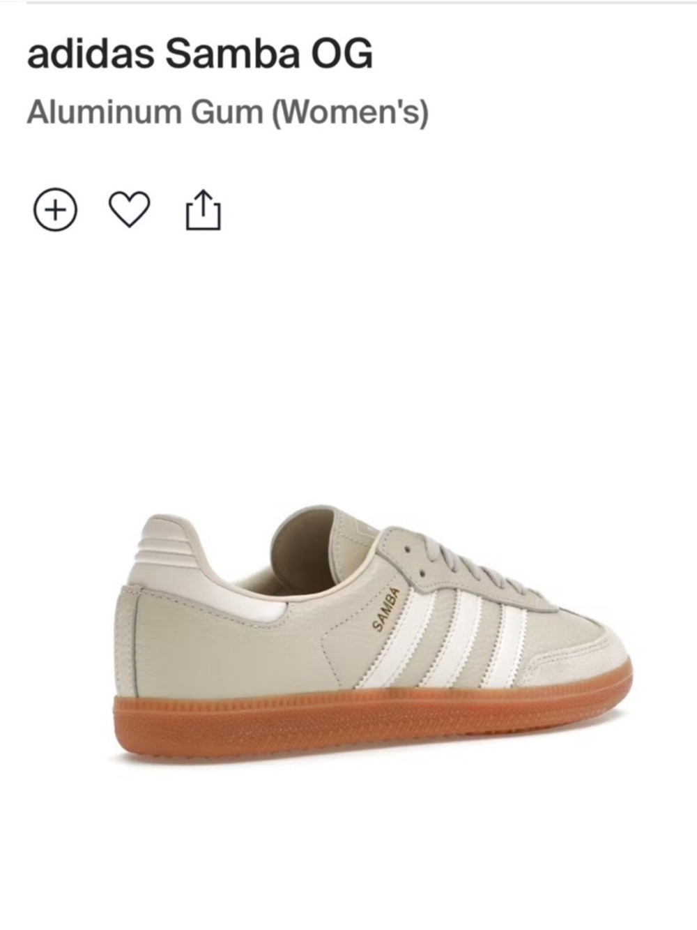 Adidas Samba OG Aluminum Gum Women’s Size 7 – Cream Leather, Gum Sole - Picture 2 of 12